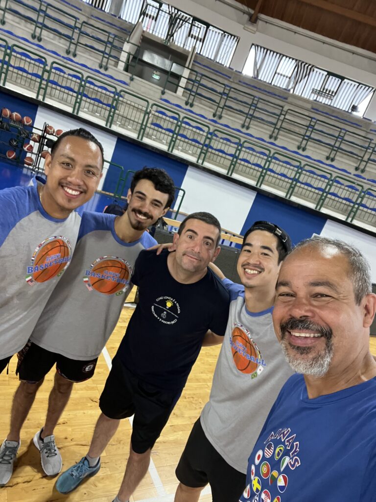Always Basketball international coaches together at a basketball camp in Italy