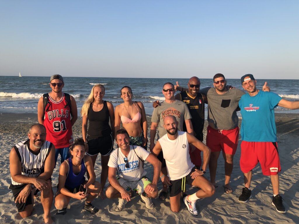 Always Basketball international coaches spending time together at the beach in Italy