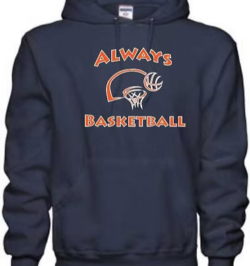 Navy Always Basketball hoodie with the original orange and white logo