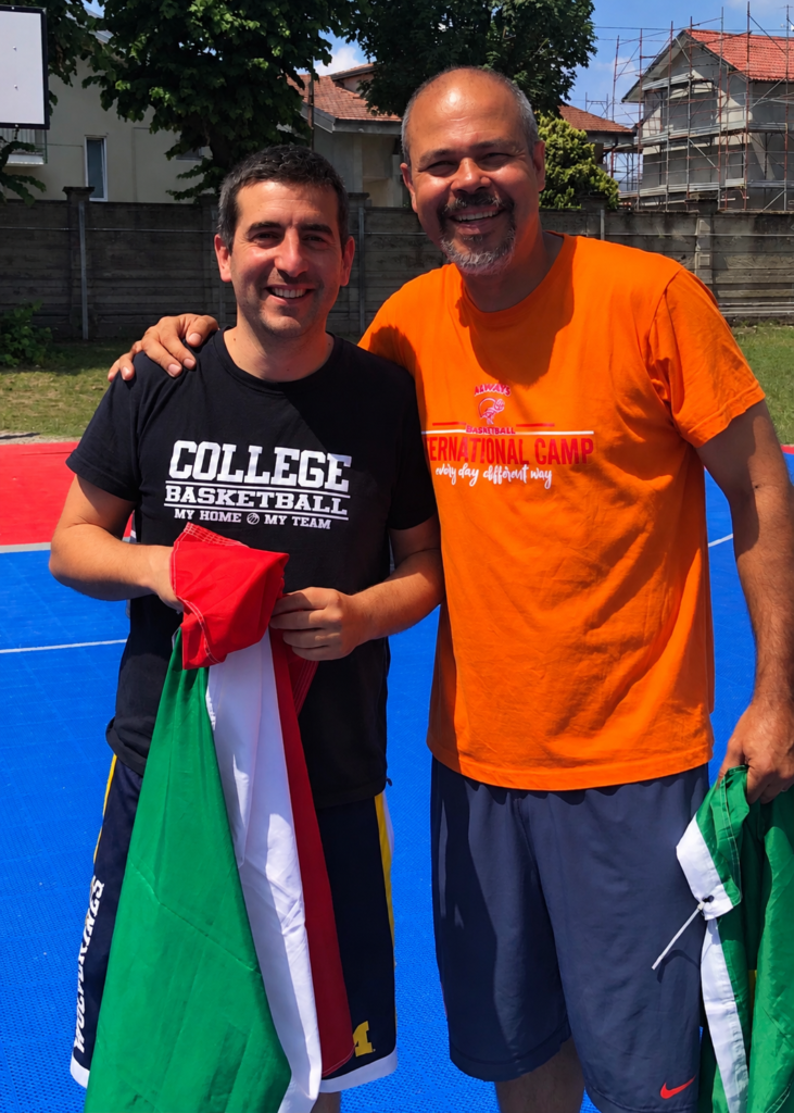 Coach V and Fra together at an Always Basketball International basketball camp in Italy