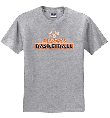 Gray Always Basketball T-shirt with stacked basketball logo ``6